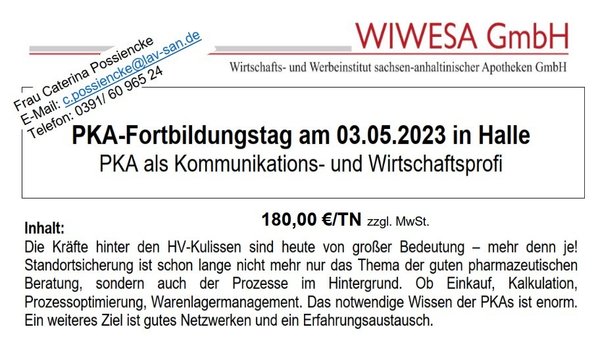 PKA als Kommunikations- und Wirtschaftsprofi   03.05.2023, 09.00 – 17.00 Uhr in Halle